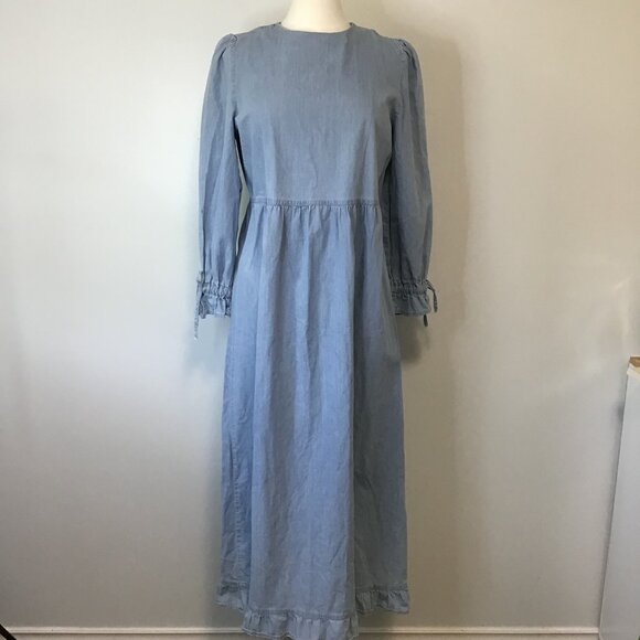 Benin Plain Crew Neck Dress with Back Keyhole Button Size 8 - Picture 1 of 15